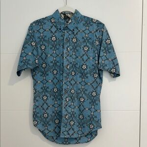 Reyn Spooner Blue and White Geometric Casual Shirt